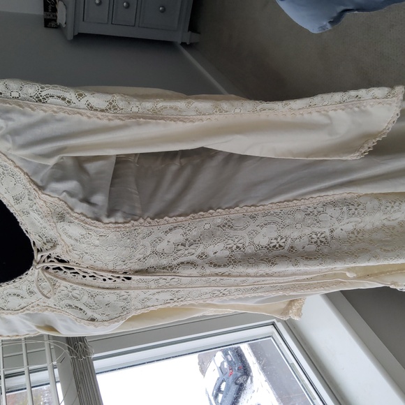 Gunne Sax / Black Label 60s Cream Cotton & Lace Boho Maxi Dress - Picture 15 of 16